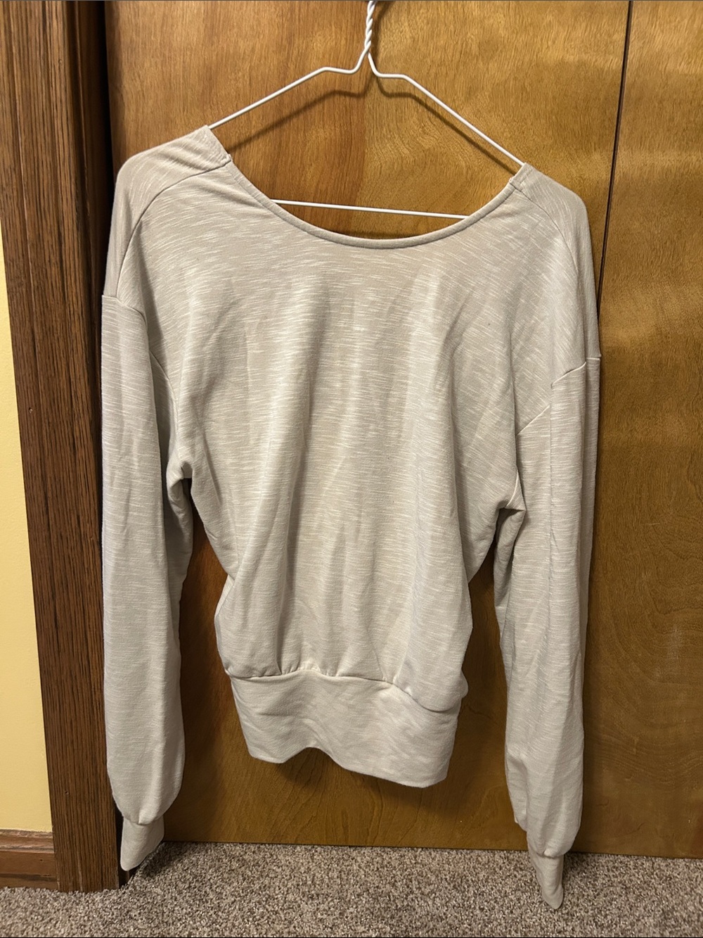 Express Light Gray Boatneck Long Sleeve Top